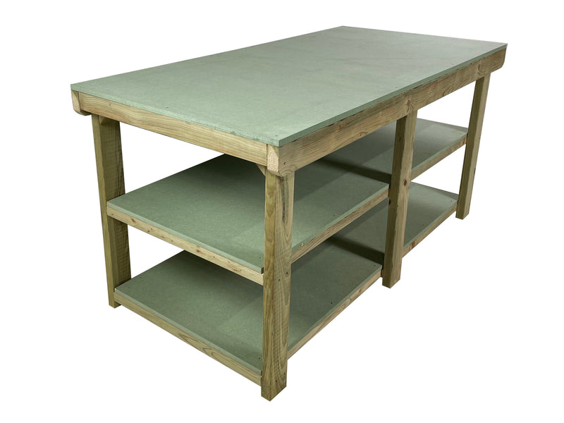 Wooden UniMDF Top Workbench Depth-3ft With Double Shelf