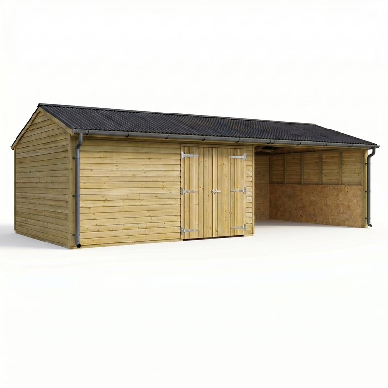 12ft x 36ft Timber Shed & Shelter Combination
