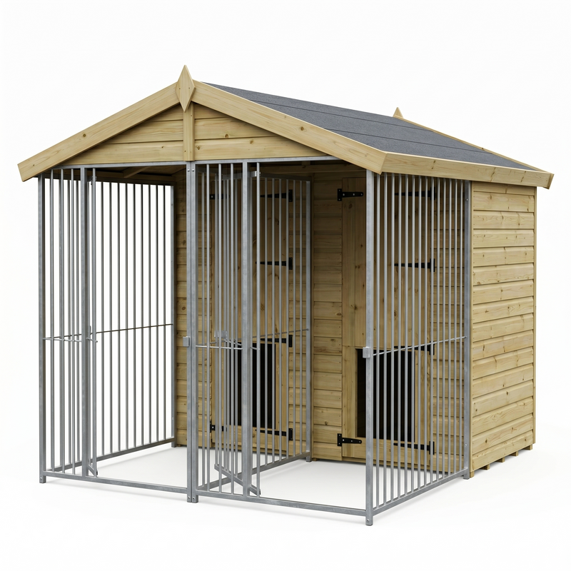 6.5 x 7ft Double Dog Kennel with Run
