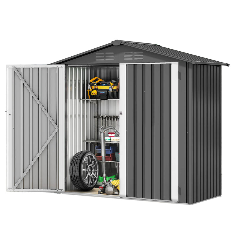 6x4 Waterproof Garden Shed — Grey — grey garden shed, main product view