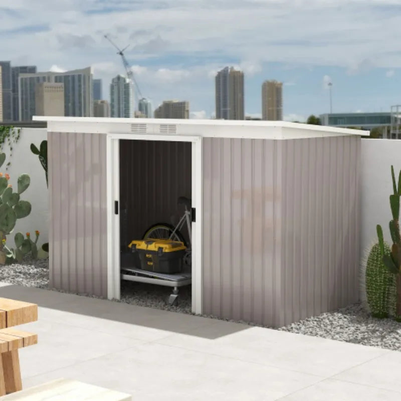 9x4 Lockable Garden Shed — Grey — grey garden shed, main product view