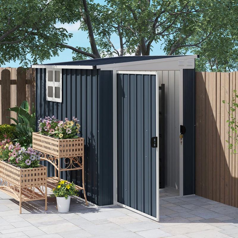 4x6 Lockable Garden Shed — Grey — grey garden shed, main product view