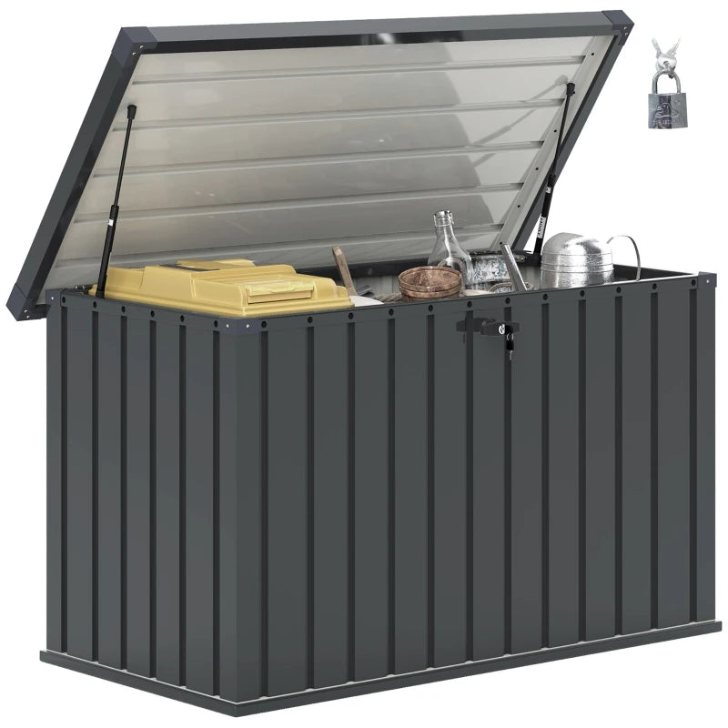400L Lockable Garden Storage Box — Grey — grey storage box, main product view