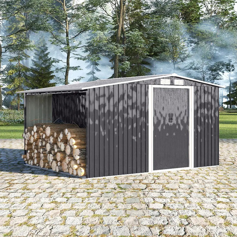 4x8 Lockable Garden Shed — Grey — grey garden shed, main product view