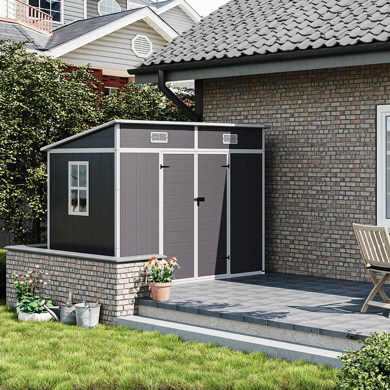 6x4 Lockable Garden Shed — Grey — grey garden shed, main product view