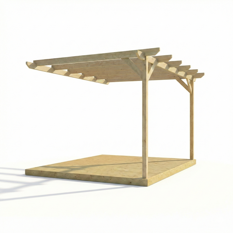 Wall Mounted Pergola and Decking Kit Chamfered Design