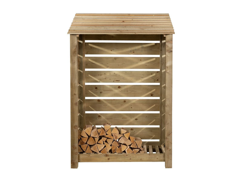 Slatted Wooden Log Store W-119cm, H-126cm Or 180cm, D-88cm