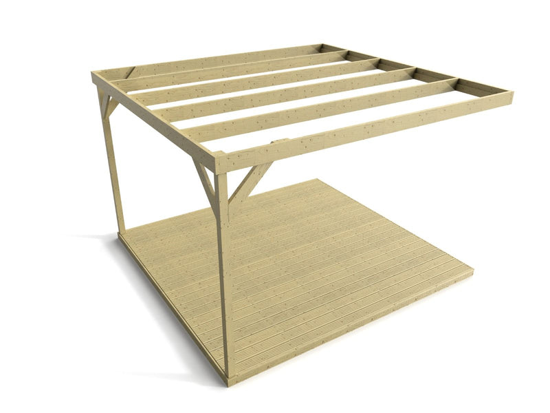 Wall-mounted Box Pergola and Decking Kit