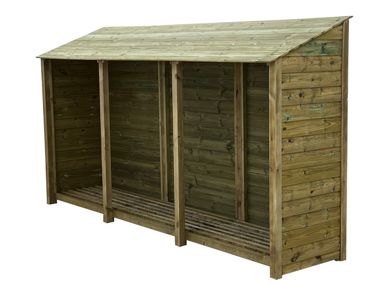 Wooden Premium Tongue/Groove Log Store W-335cm, H-126cm or 180cm, D-88cm