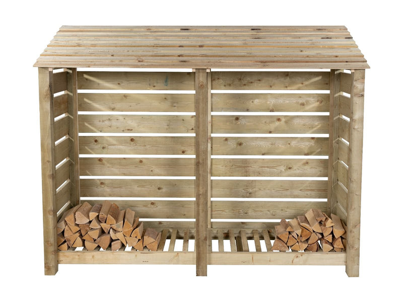 Slatted Wooden Log Store W-227cm, H-126cm or 180cm, D-88cm
