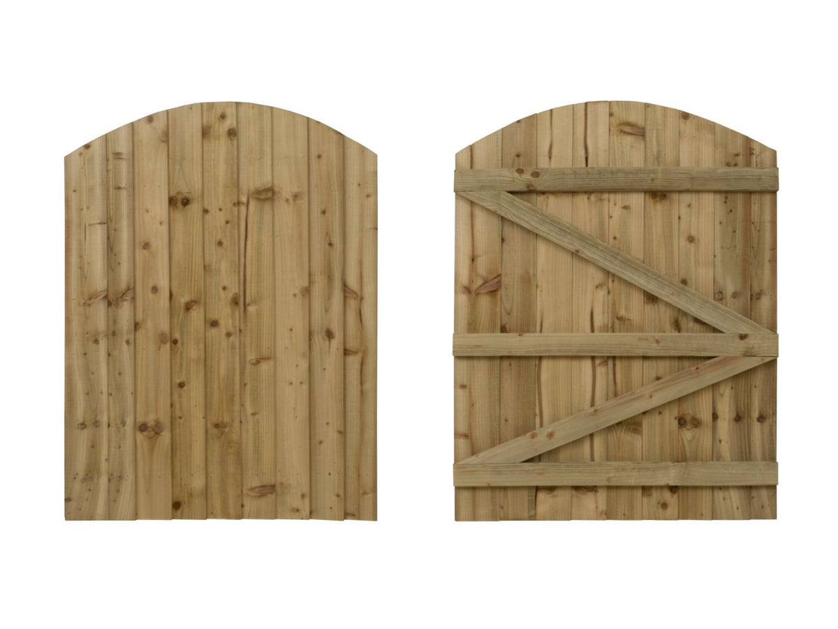 Arch Top Garden and Side Gate (v3) - 150cm Height - Natural Finish