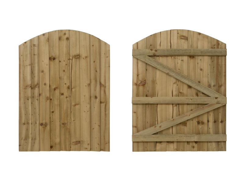 Arch Top Garden and Side Gate (v3) - 150cm Height - Natural Finish
