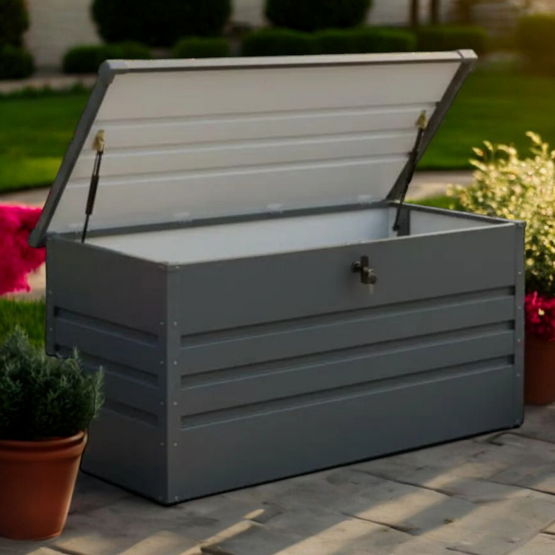 Waterproof Garden Storage Bench — Grey — grey storage bench, main product view