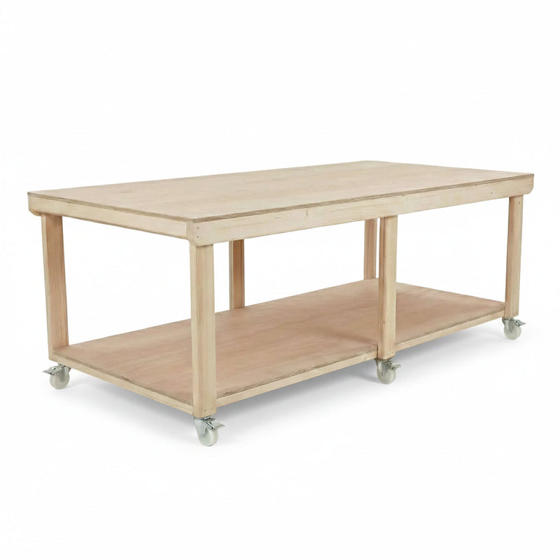 Wooden Workbench Eucalyptus Hardwood Top Depth-4ft with Wheels