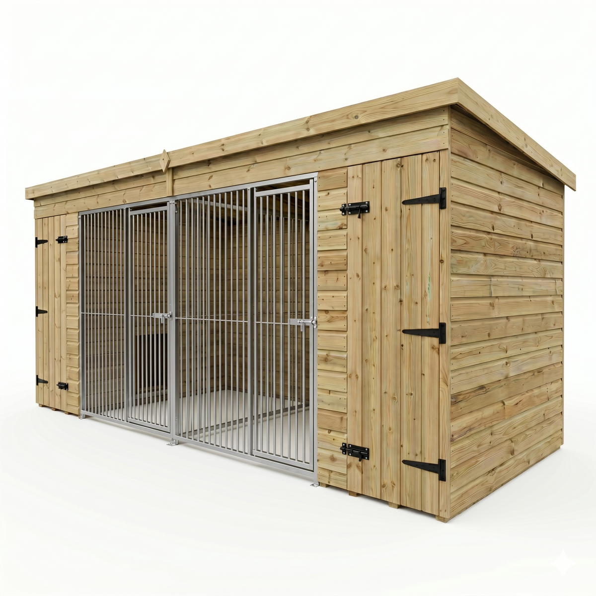 19x7ft Pent Duo Dog Kennel with Runs