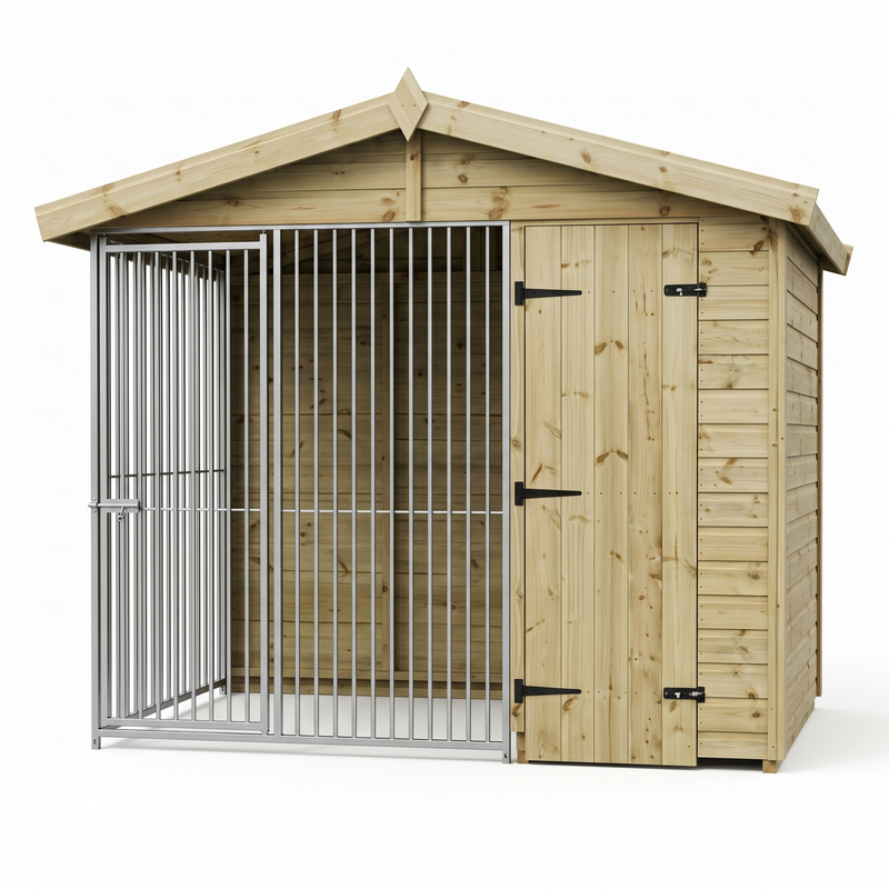 8x4 Wooden Dog Kennel with Run