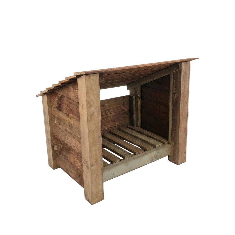 Wooden Outdoor Shoe/Log Storage W-79cm, H-66cm, D-54cm - Brown Finish