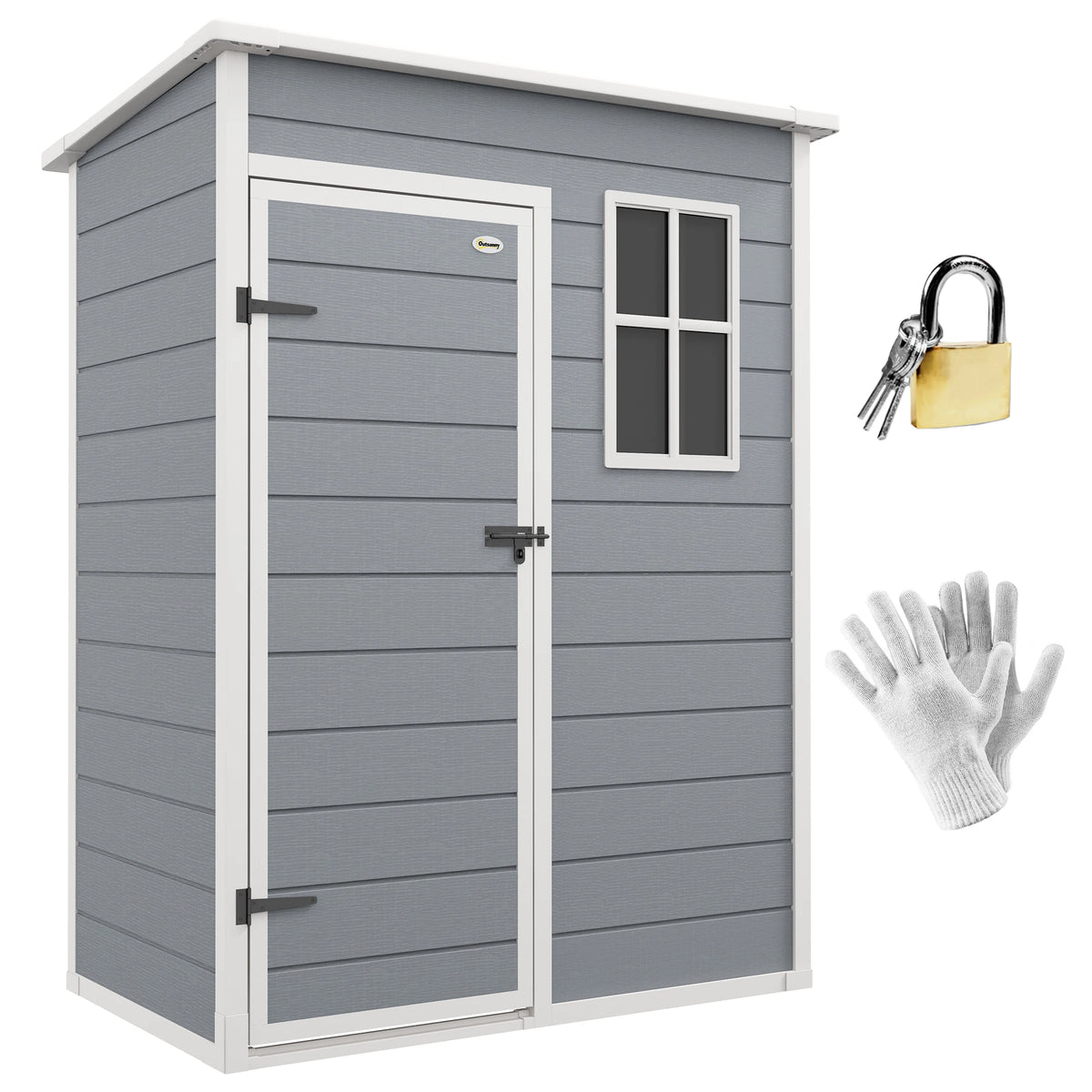 5x3 Waterproof Garden Shed — Grey — grey garden shed, main product view