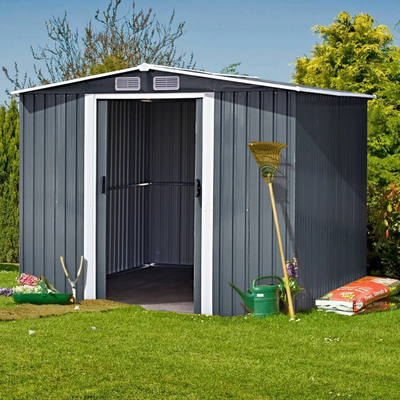 8x8 Garden Shed — Grey — grey garden shed, main product view