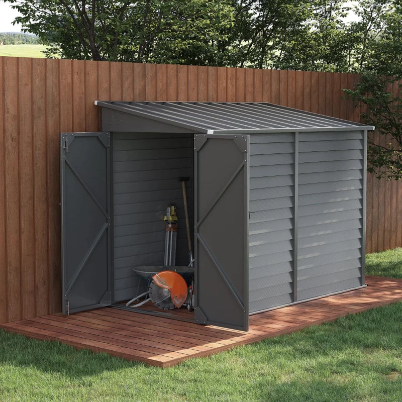 9×5 Waterproof Garden Shed — Grey — grey garden shed, main product view