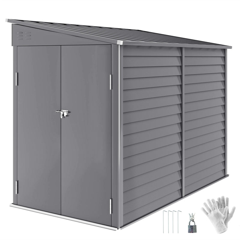 5x9 Garden Shed — Grey — grey garden shed, main product view