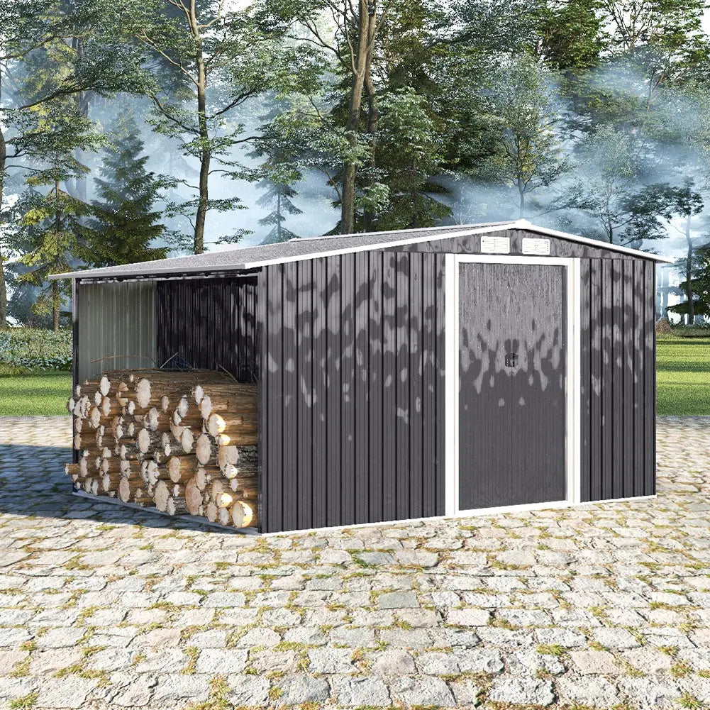 4x8 Lockable Garden Shed — Grey — grey garden shed, main product view
