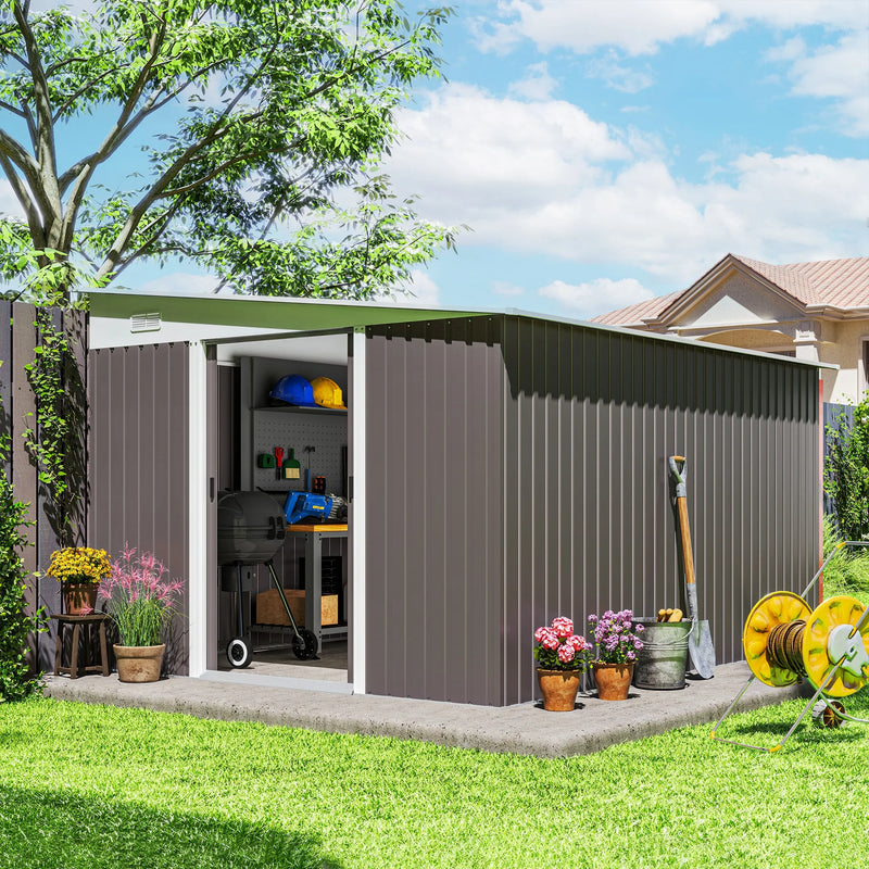 11.3x9.2 Garden Shed — Grey — grey garden shed, main product view