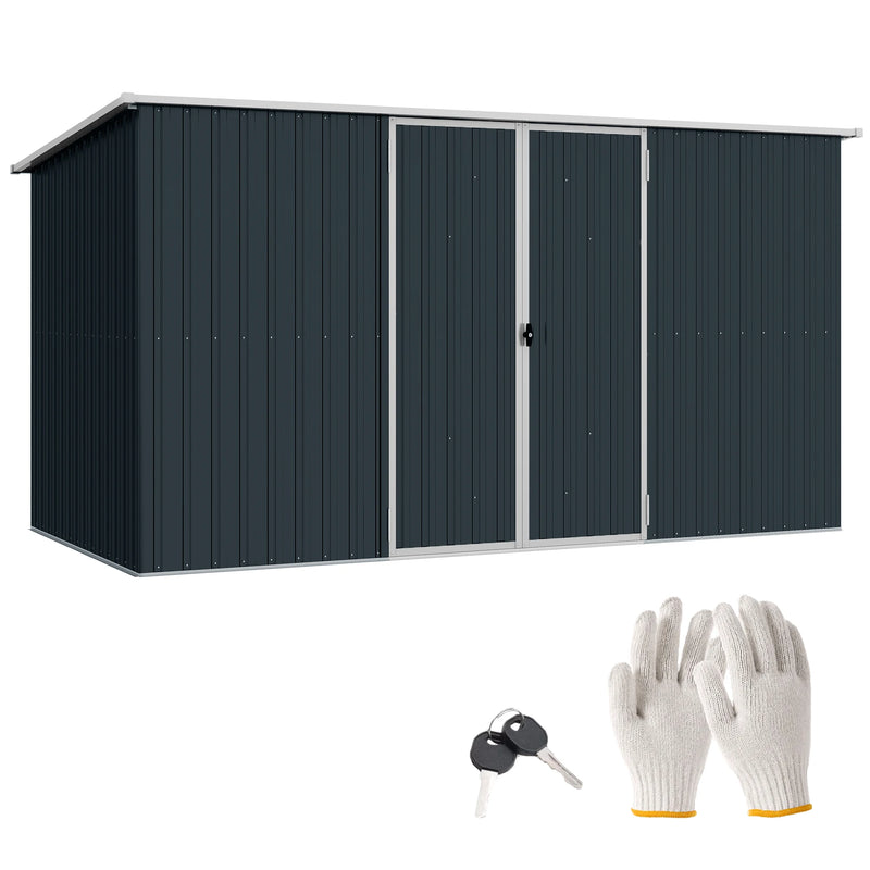 11x5.6 Lockable Garden Shed — Grey — grey garden shed, main product view