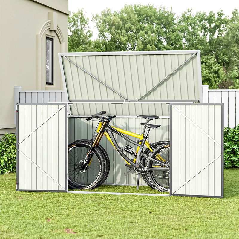 3-Bike Waterproof Bike Shed — Grey — grey garden shed, main product view