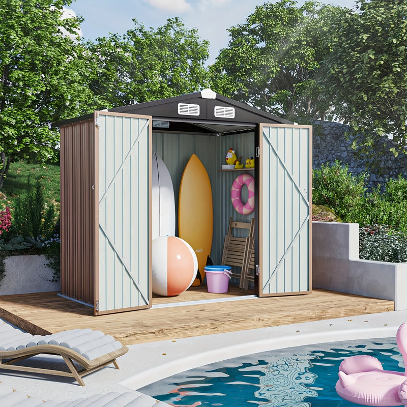 Lockable Garden Shed — Grey (Compact) — grey garden shed, main product view