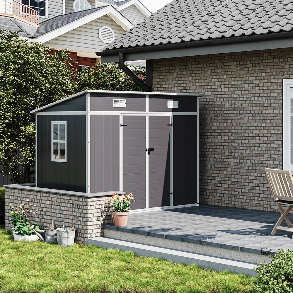 6x4 Lockable Garden Shed — Grey — grey garden shed, main product view