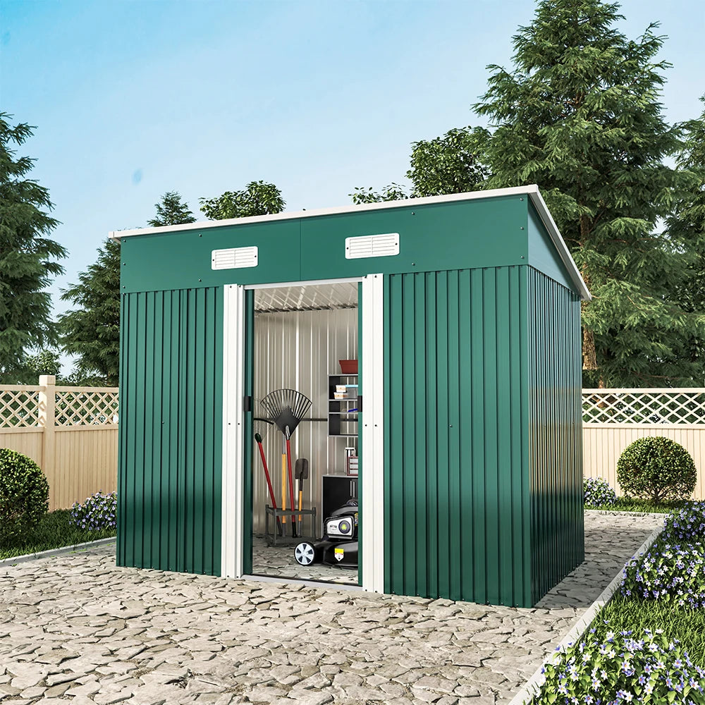 4x8 Garden Shed — Grey — grey garden shed, main product view