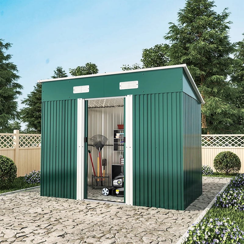 4x8 Garden Shed — Grey — grey garden shed, main product view