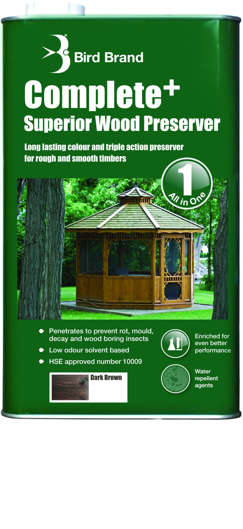 Bird Brand Complete+ Superior Wood Preserver, DARK BROWN