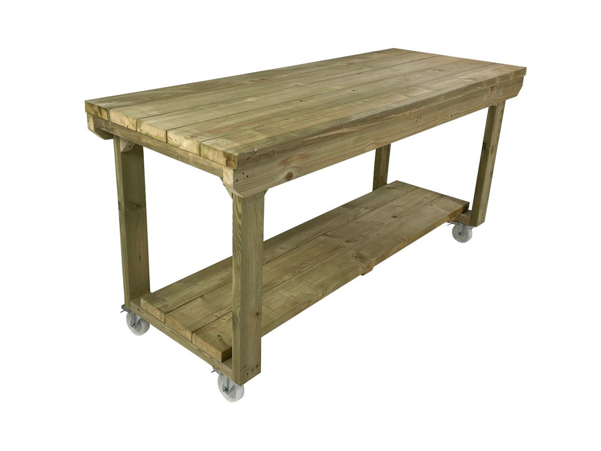 Wooden Super Heavy Duty Indoor/Outdoor Workbench With Wheels