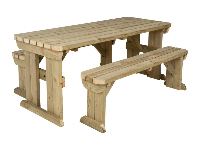 Yews Rounded Space Saving Picnic Table and Benches Set