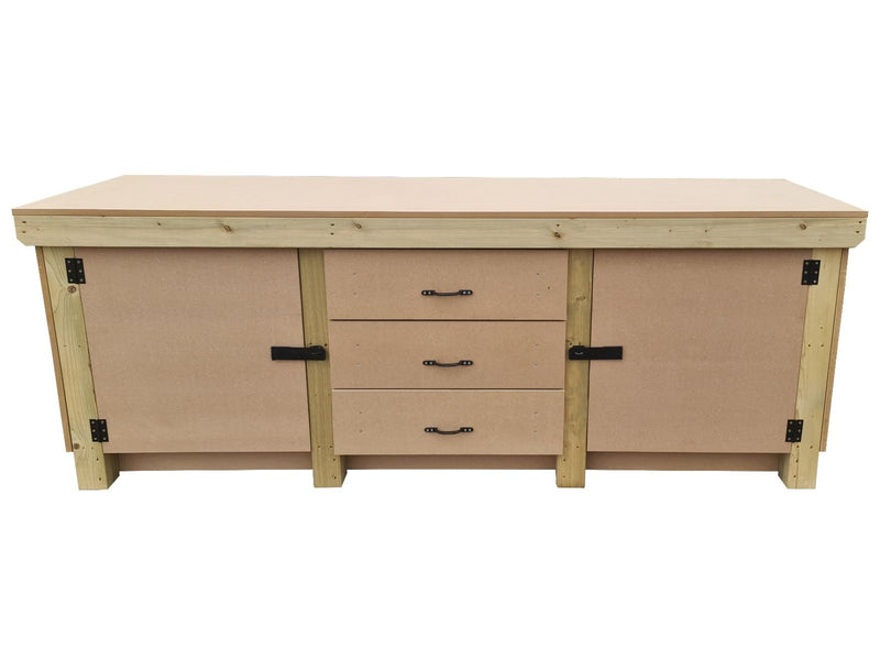 Wooden work bench with drawers and double lockable cupboard (V.8)