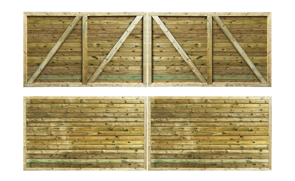 Pair Of Driveway Gates - Premium Horizontal Tongue And Groove - Height 90cm