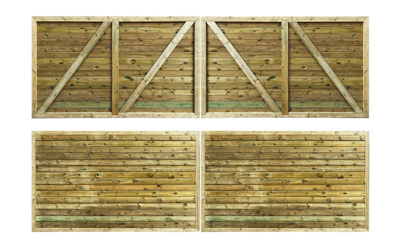 Pair Of Driveway Gates - Premium Horizontal Tongue And Groove - Height 150cm