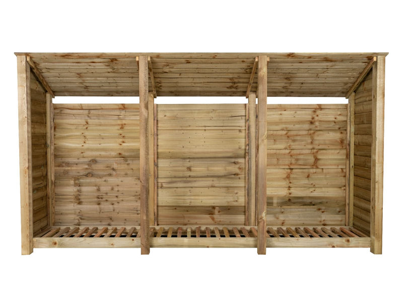 Wooden Log Store (Roof Sloping Back) W-335cm, H-126cm or 180cm, D-88cm
